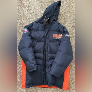 Men’s Chicago Bears winter sideline hooded NFL Reebok parka jacket, large